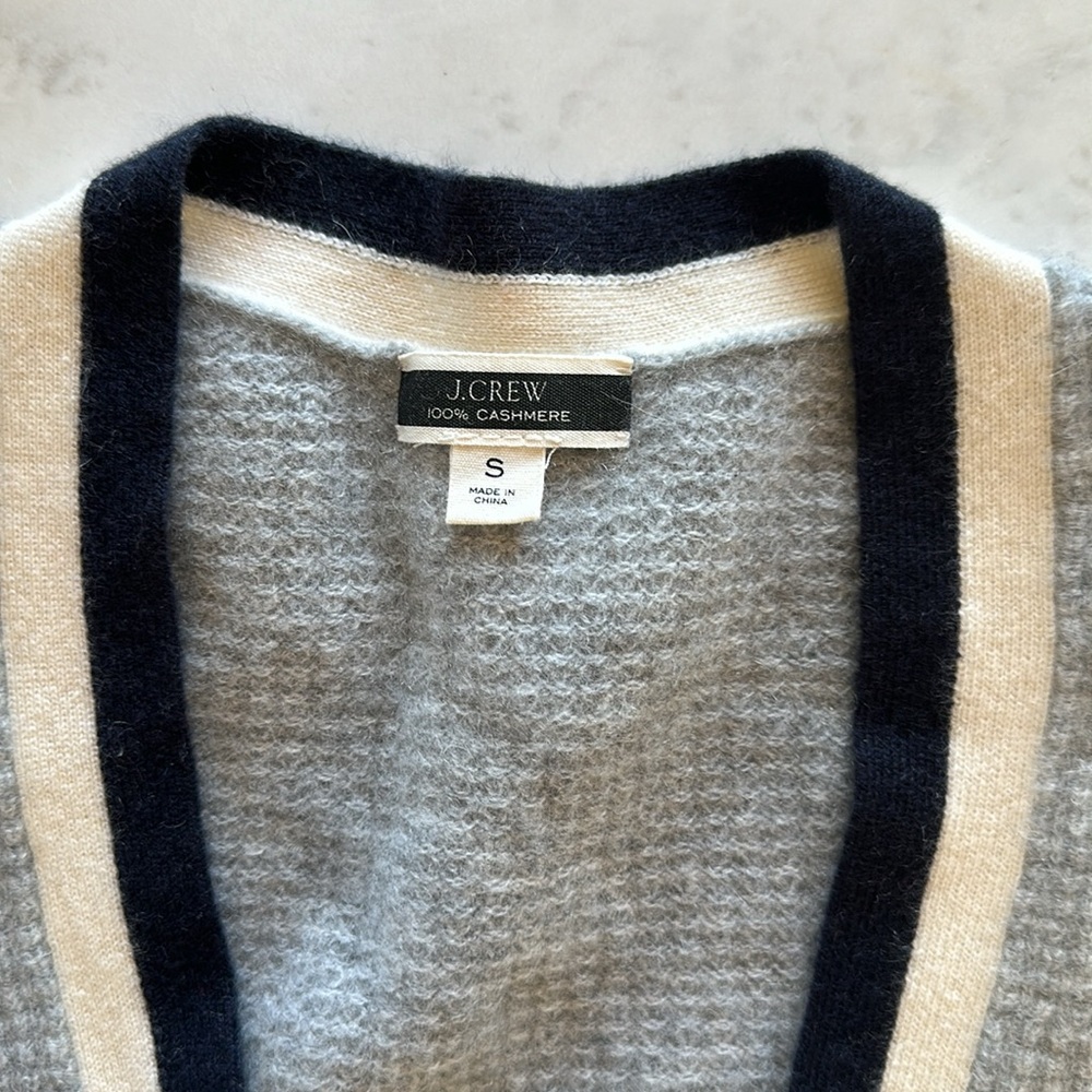 Jcrew Cashmere Waffle Knit Cardigan Sweater - Picture 3 of 4